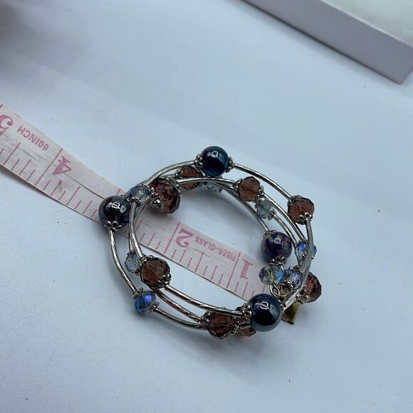 Memory wire Aura Borealis marbled glass beaded . - Picture 7 of 8